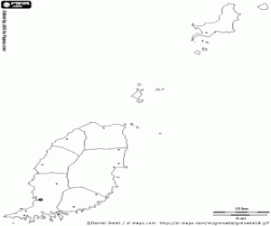Grenada kaart kleurplaat