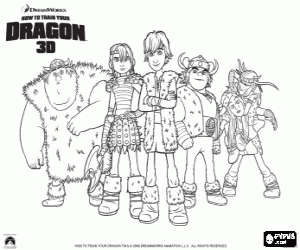 Groep van Vikingen kinderen kleurplaat