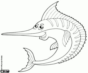 Een grote zwaardvis kleurplaat
