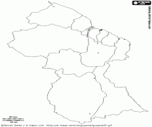 Guyana kaart kleurplaat