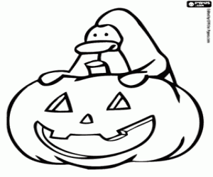 Halloween-feest van Club Penguin kleurplaat
