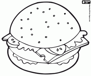 Hamburger sandwich kleurplaat