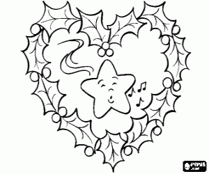 Een hart, een krans van Kerstmis kleurplaat