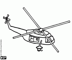 Een helikopter vliegen, uit bovenstaande kleurplaat