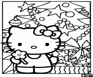 Hello Kitty kerst groeten kleurplaat