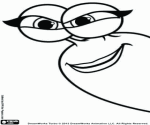 Het gezicht van de slak Burn kleurplaat