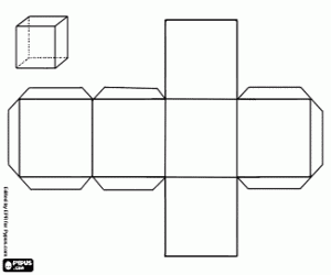 Hexahedron, zes-zijdige veelvlak kleurplaat