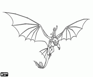 Hikkie rijden de draak Tandloos kleurplaat