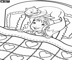 Holly Hobbie in het bed kleurplaat