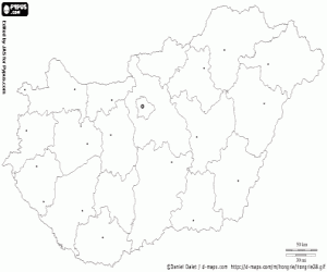 Hongarije kaart kleurplaat