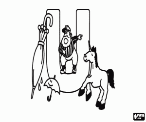 Hoofdletter U met objecten kleurplaat