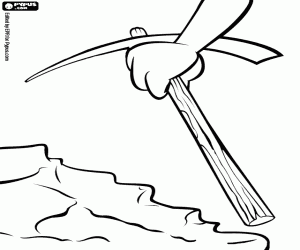 Een houweel aan kant te graven kleurplaat