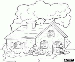 Het huis van de grootmoeder kleurplaat