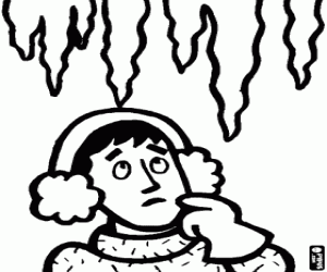 Ijspegels en een man kleurplaat