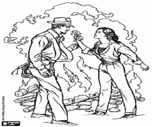 Indiana Jones en Marion kleurplaat