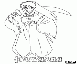 InuYasha en het zwaard kleurplaat