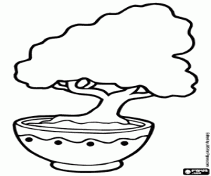 Een Japanse bonsai kleurplaat