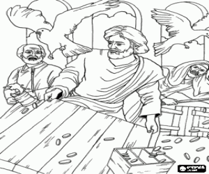 Jezus in de tempel kleurplaat