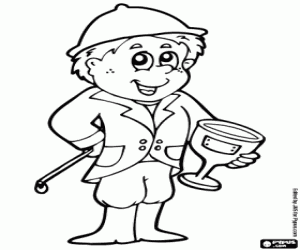 Jockey. Ruiter met de trofee kleurplaat