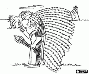 Jonge Indiase leider in de vlakte kleurplaat