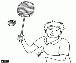 Een jongen spelen badminton kleurplaat
