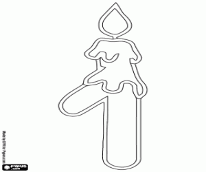 Een kaars en de nummer 1 kleurplaat