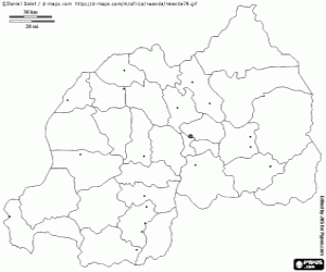 Kaart van Rwanda kleurplaat