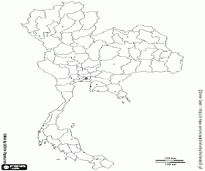 Kaart van Thailand kleurplaat