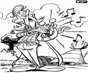 Kakofonix met de lier kleurplaat