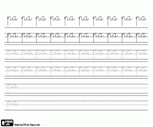 Kalligrafie in kleine letters met PA kleurplaat