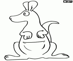 Een kangoeroe, gezien vanaf de voorkant kleurplaat