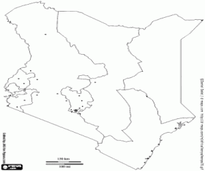 Kenia kaart kleurplaat