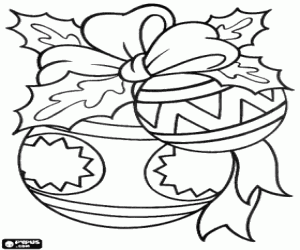 Kerst ballen met een lint kleurplaat