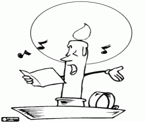 Kerst kaars zingen kerstliederen kleurplaat