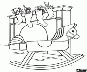 Kerst Sokken met geschenken kleurplaat