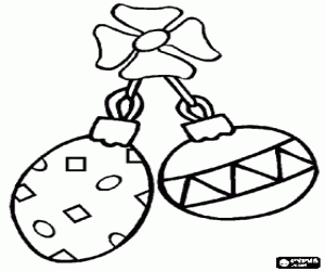 Kerstballen gebonden met een lint kleurplaat