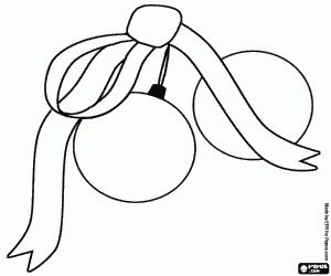 Kerstballen met een lint gebonden kleurplaat