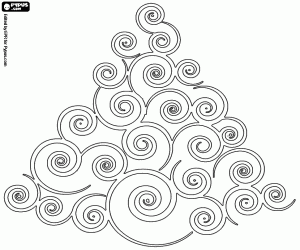 Een kerstboom van spiralen kleurplaat