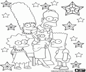 Kerstkaart met de Simpsons kleurplaat