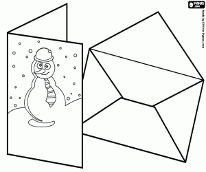 Een kerstkaart per post kleurplaat