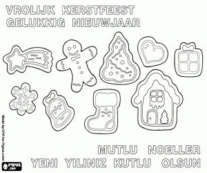 Kerstkoekjes in NL en TR kleurplaat