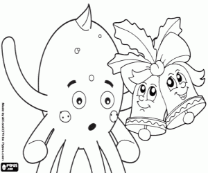 Kerstliederen van Pypus met klokken kleurplaat