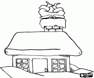 Kerstman binnen de schoorsteen kleurplaat