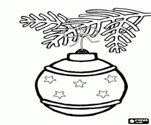 Kerstmis bal versierd met sterren kleurplaat