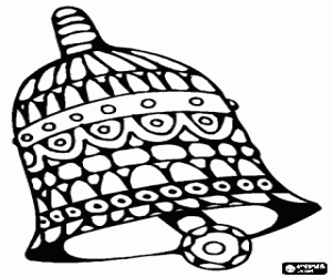 Kerstmis bel met geometrie kleurplaat