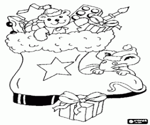 Kertmis laarze vol van speelgoed kleurplaat