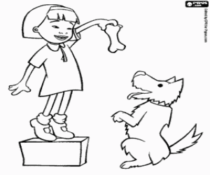 Kiku met zijn hond kleurplaat