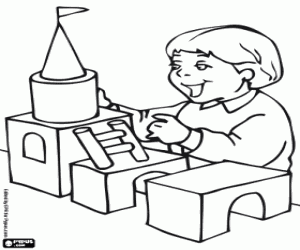 Het kind en de bouw-spel kleurplaat