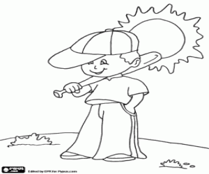 Het kind en de honkbalknuppel kleurplaat