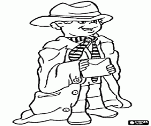 Kind met de kleren van zijn vader kleurplaat